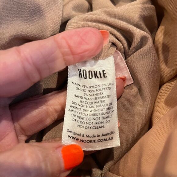 Nookie Eden Mini Dress Bodycon Gauzy Robin's Egg Blue Nude Women's Size Small - Picture 9 of 9